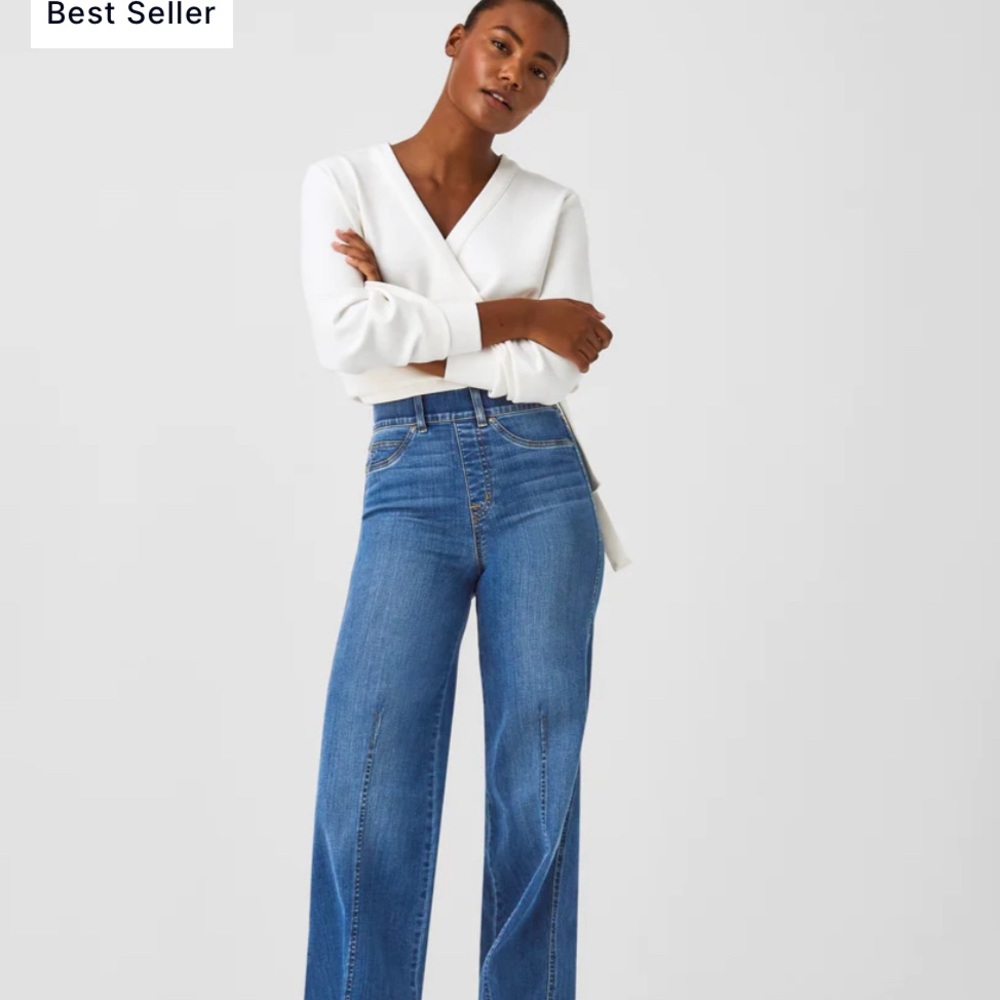 Seamed Front, Wide Leg Jeans